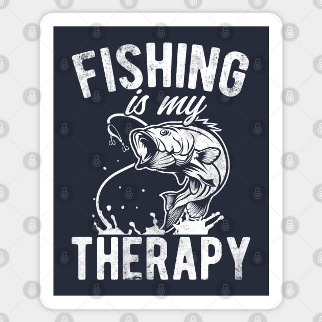 Retro Vintage Fishing Is My Therapy Funny Fisherman Gift Sticker by HCMGift